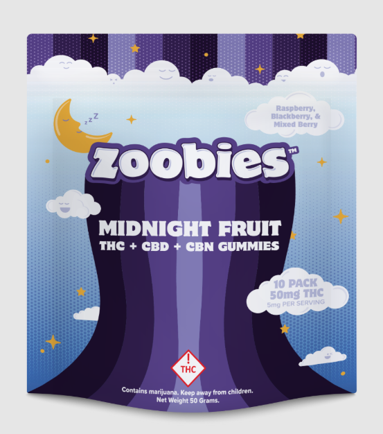 Photograph of product: Zoobies | CBD & CBN Gummies | Midnight Fruit | 100mg