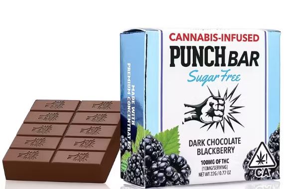 Photograph of product: BLACKBERRY DARK CHOCOLATE (SUGAR-FREE) PUNCHBAR [H] - 100 MG