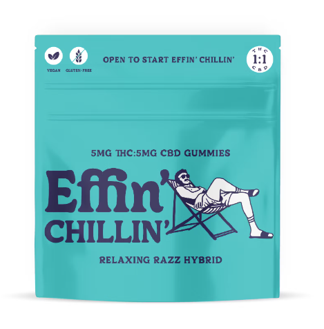 Photograph of product: Effin Gummies 10pk/100mg- Relaxing Razz (Chillin) 1:1 TH-oui:CBD