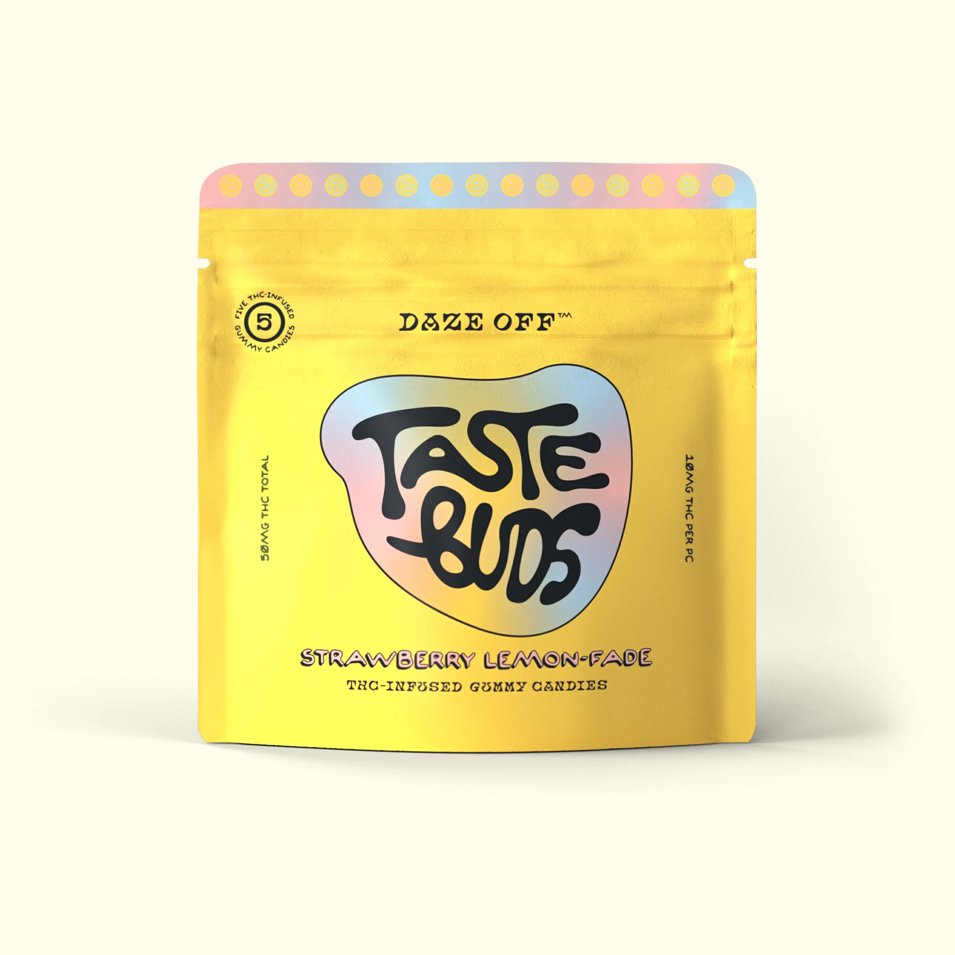 Photograph of product: DAZE OFF Gummies 50mg: Strawberry Lemon-Fade 5pc