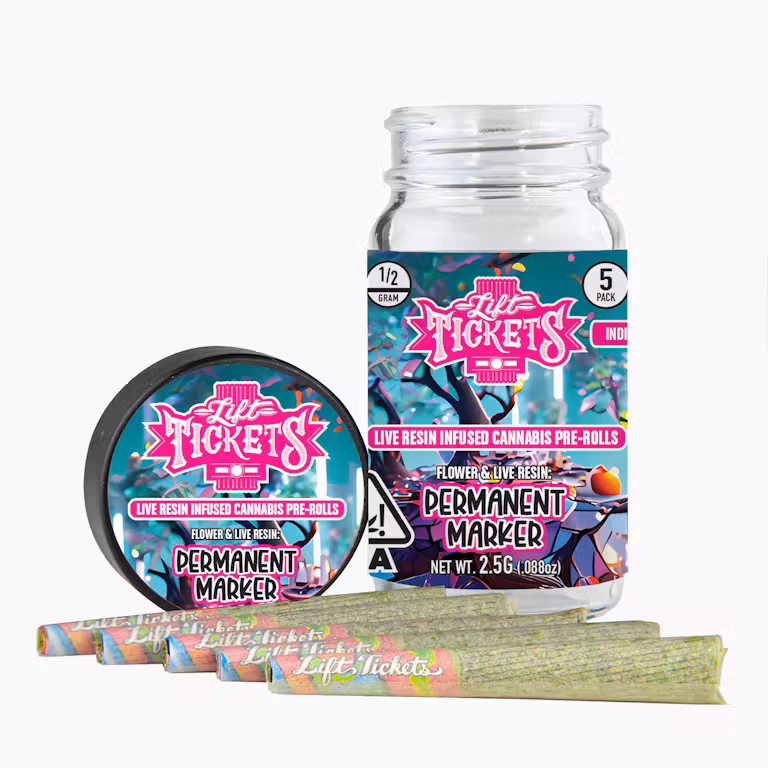Photograph of product: Permanent Marker Strain - 2.5g Infused Preroll 5pk | Brilliance x Lift Tickets