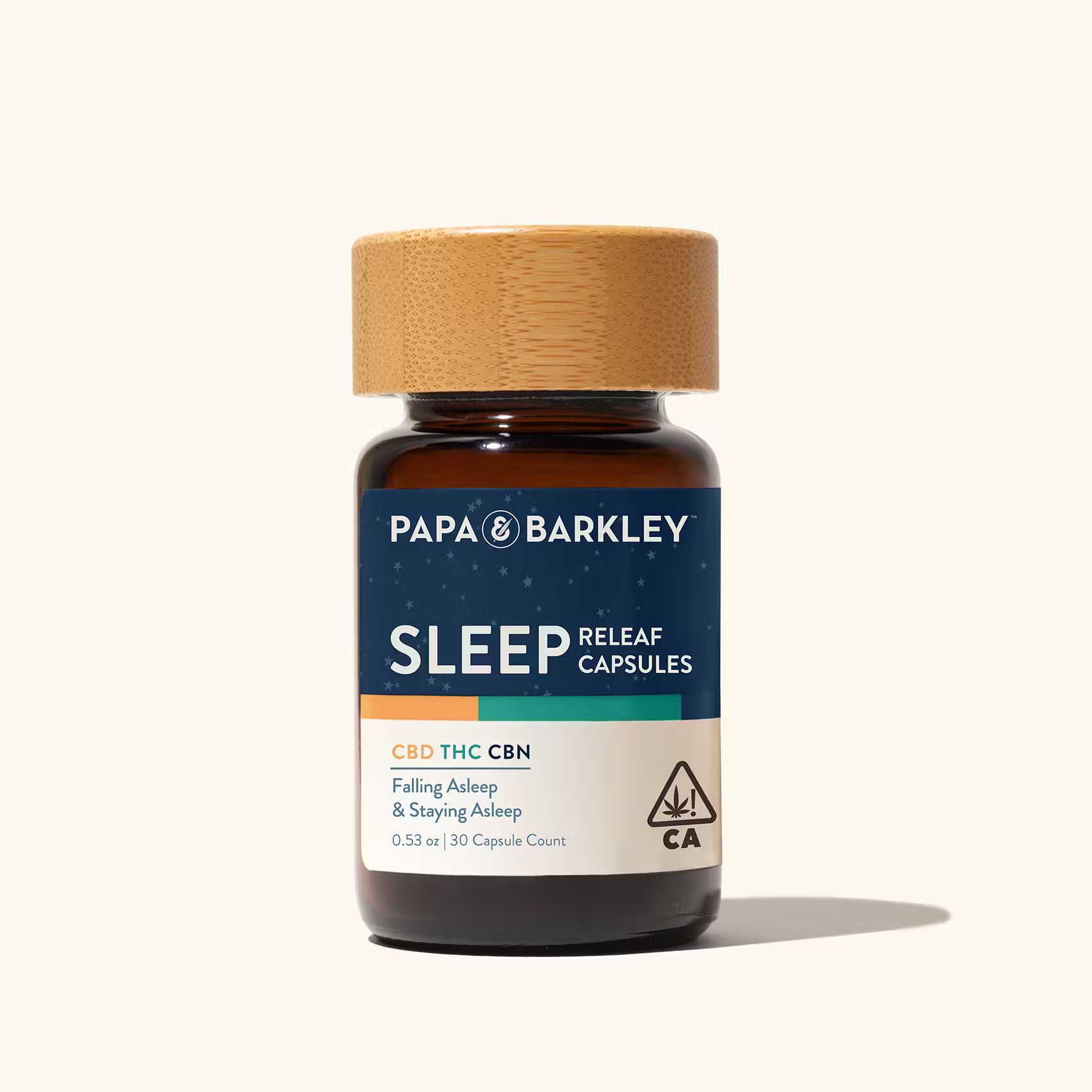 Photograph of product: PAPA AND BARKLEY SLEEP RELEAF CAPSULES - 1:1:1 150MG CBD:TH-oui:CBN 30CT