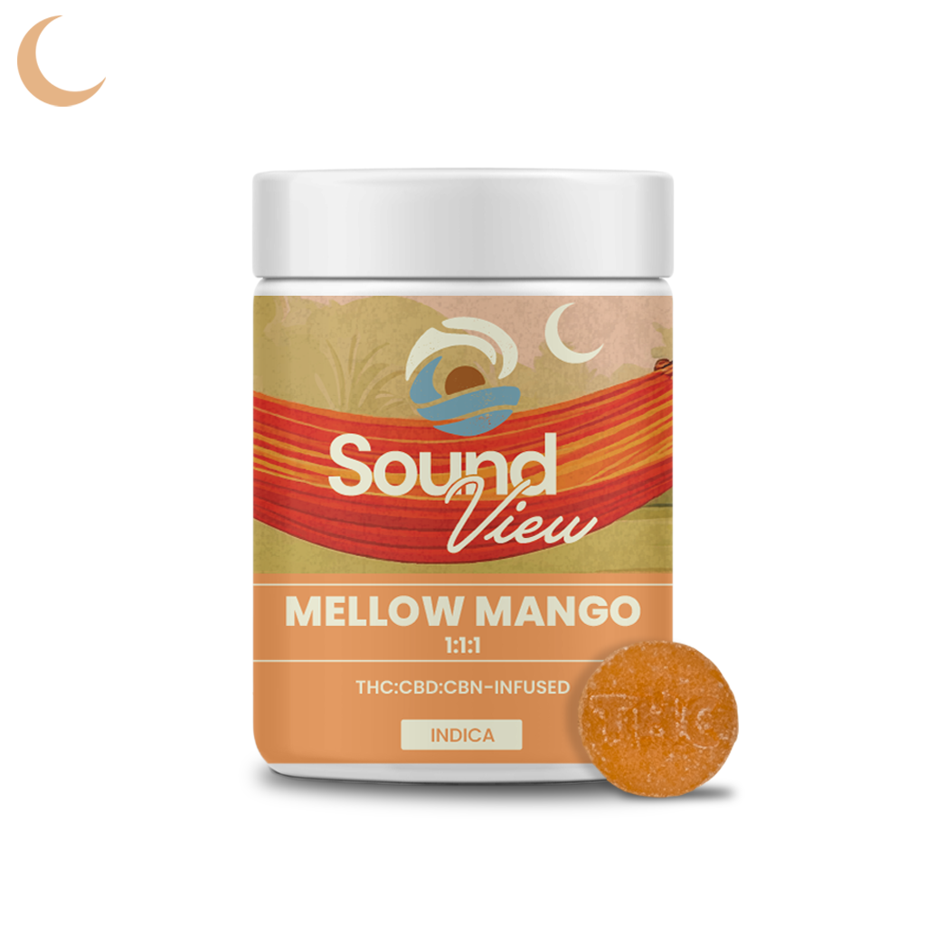 Photograph of product: Mellow Mango | TH-oui:CBD:CBN Gummies | 98mg | C0080000113