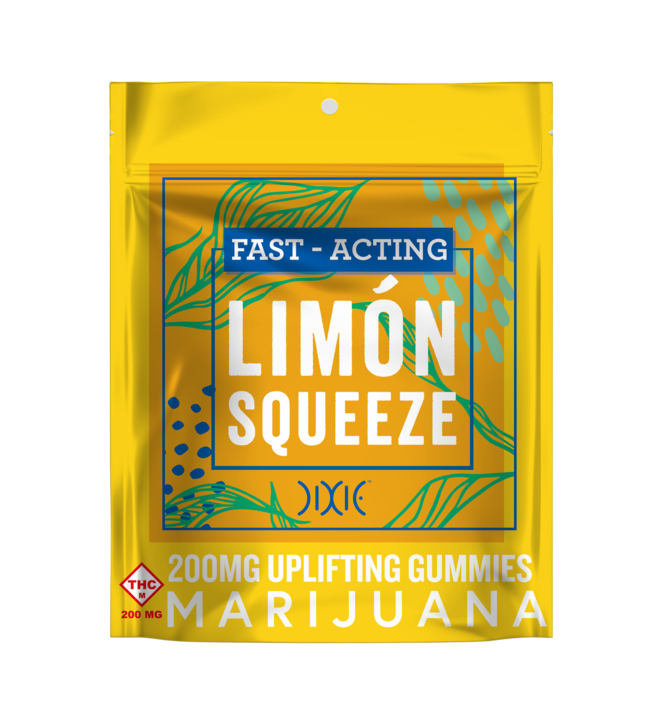 Photograph of product: DIXIE 200MG FAST ACTING LIMON SQUEEZE GUMMIES