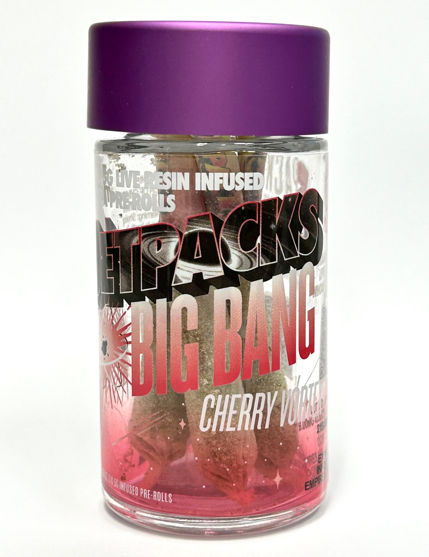 Photograph of product: Jetpacks Big Bang Infused PreRolls 5pk - Cherry Vortex