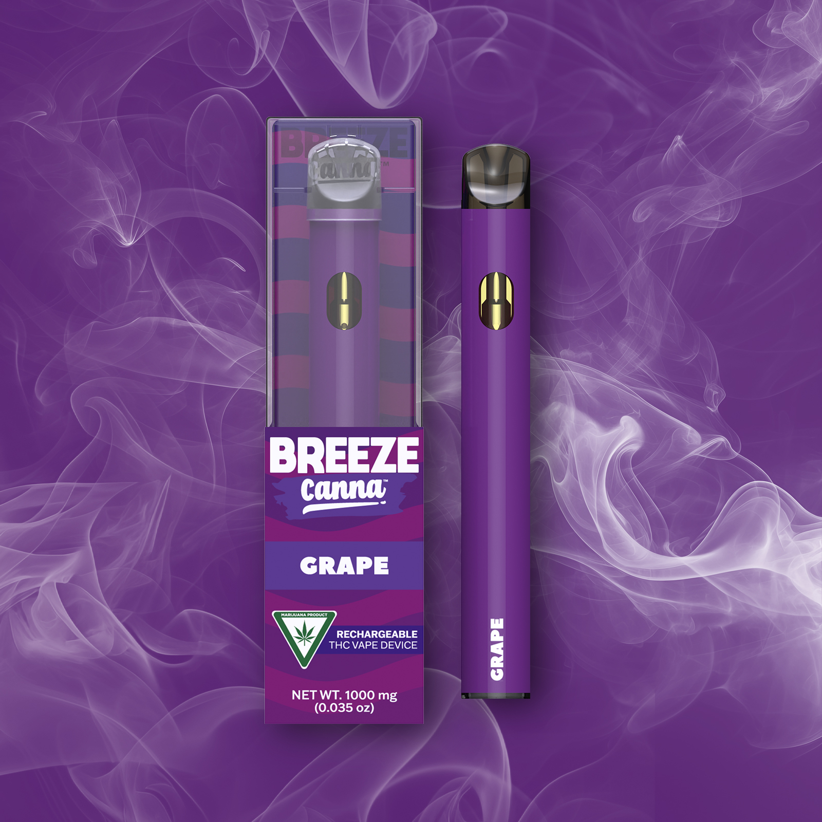 Photograph of product: Grape - Classic 1g PLUS Vape Device  BREEZE Canna