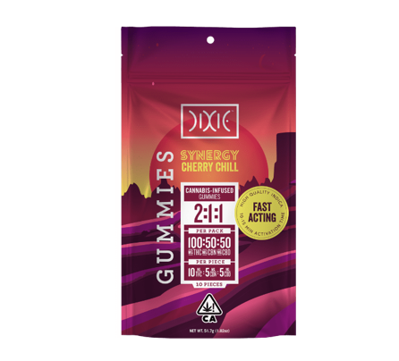 Photograph of product: Dixie - Synergy Cherry Chill - Fast Acting Gummies - 200mg - Oui'd