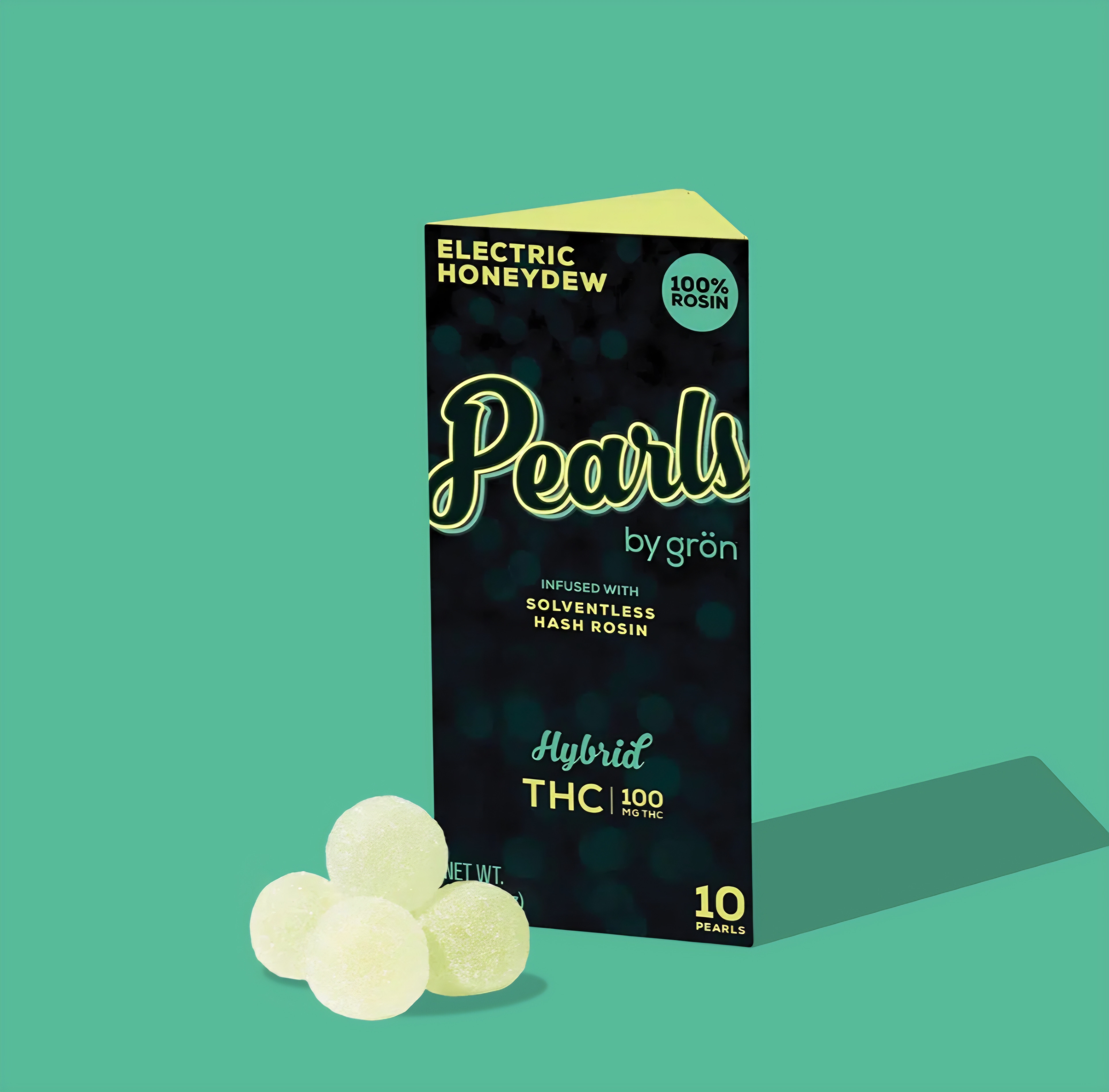 Photograph of product: GRON - EDIBLE PEARLS - 100MG - ROSIN - HYBRID - ELECTRIC HONEYDEW