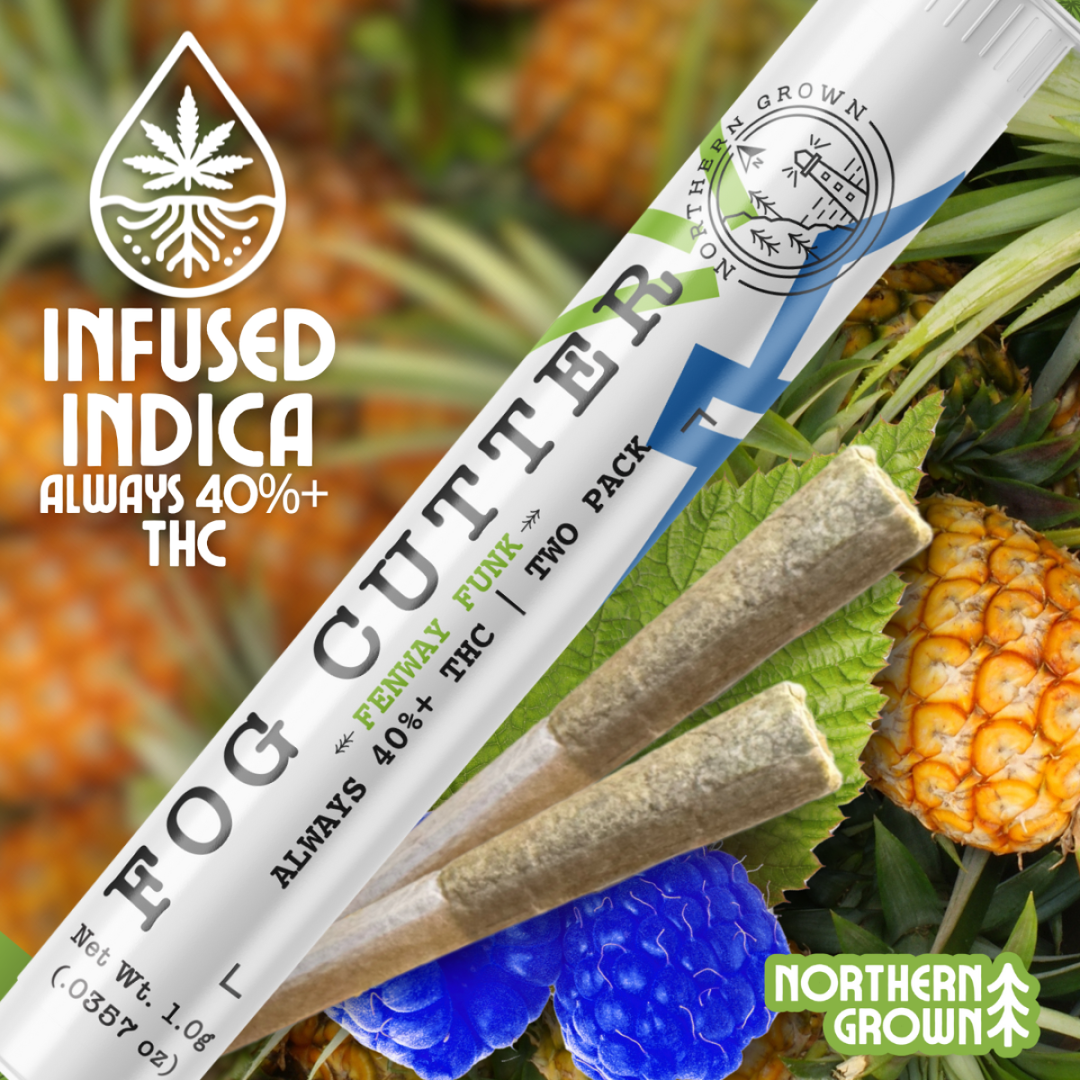 Photograph of Product: Infused Preroll Fog Cutter - Purple Grape Wreck - Indica [0.5g x 2] (Northern Grown)