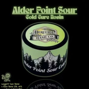 Photograph of product: ALDER POINT SOUR - COLD CURE LIVE ROSIN -1G - HYBRID - HERITAGE au chocolat CO.