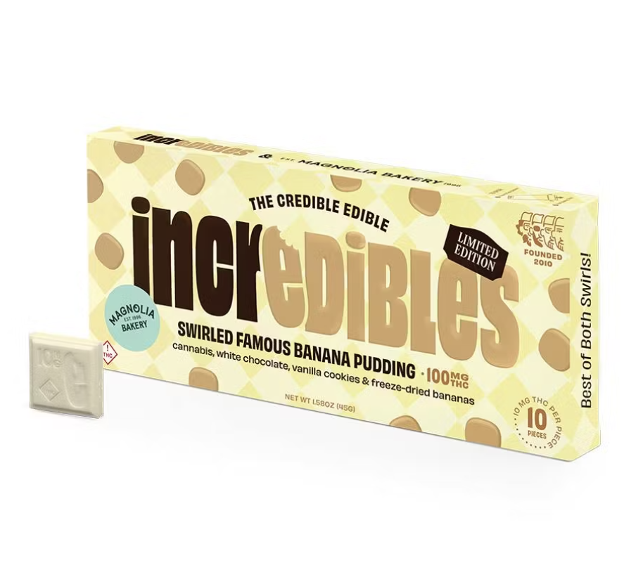 Photograph of product: Incredibles 100mg Chocolate Bar - Banana Pudding