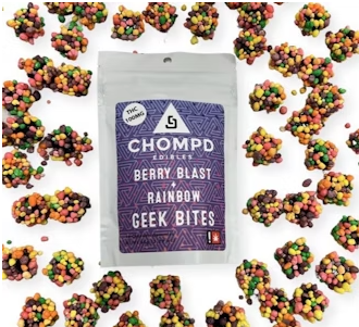 Photograph of product: Chomp'd | Berry Blast Rainbow 10Pk Geek Bites | 100mg