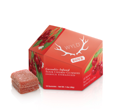 Photograph of product: WYLD SOUR CHERRY GUMMIES 10PK 100MG