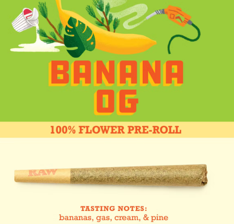 Photograph of product: Paper Crane Banana OG Preroll