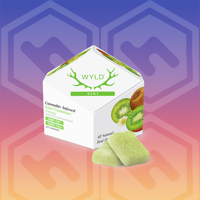 Photograph of product: WYLD | Kiwi | 1:1 100mg TH-oui/100mg TH-ouiV | 10 Pack