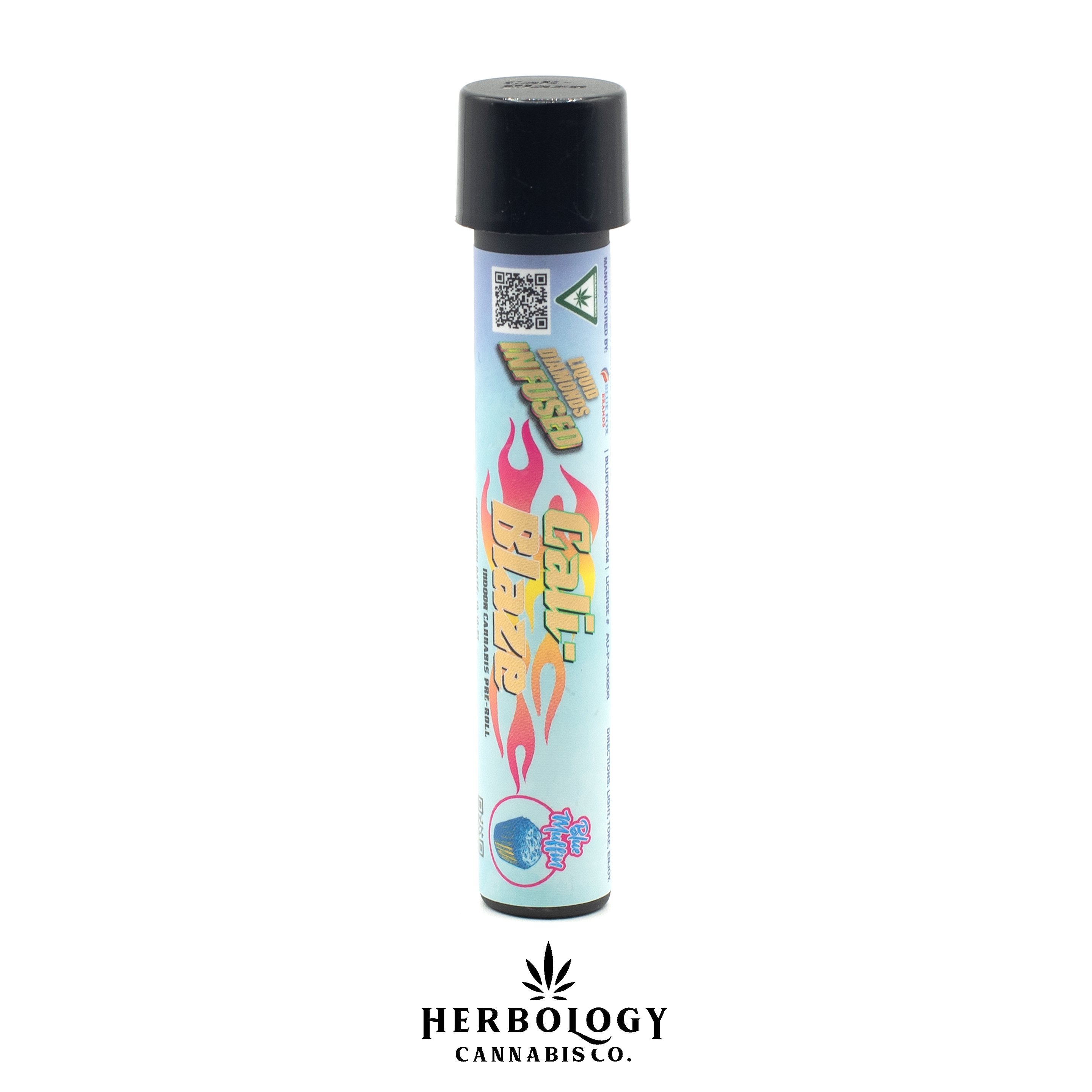 Photograph of product: Cali-Blaze | Liquid Diamond Infused Pre-Roll | Blue Muffin | 1.2g