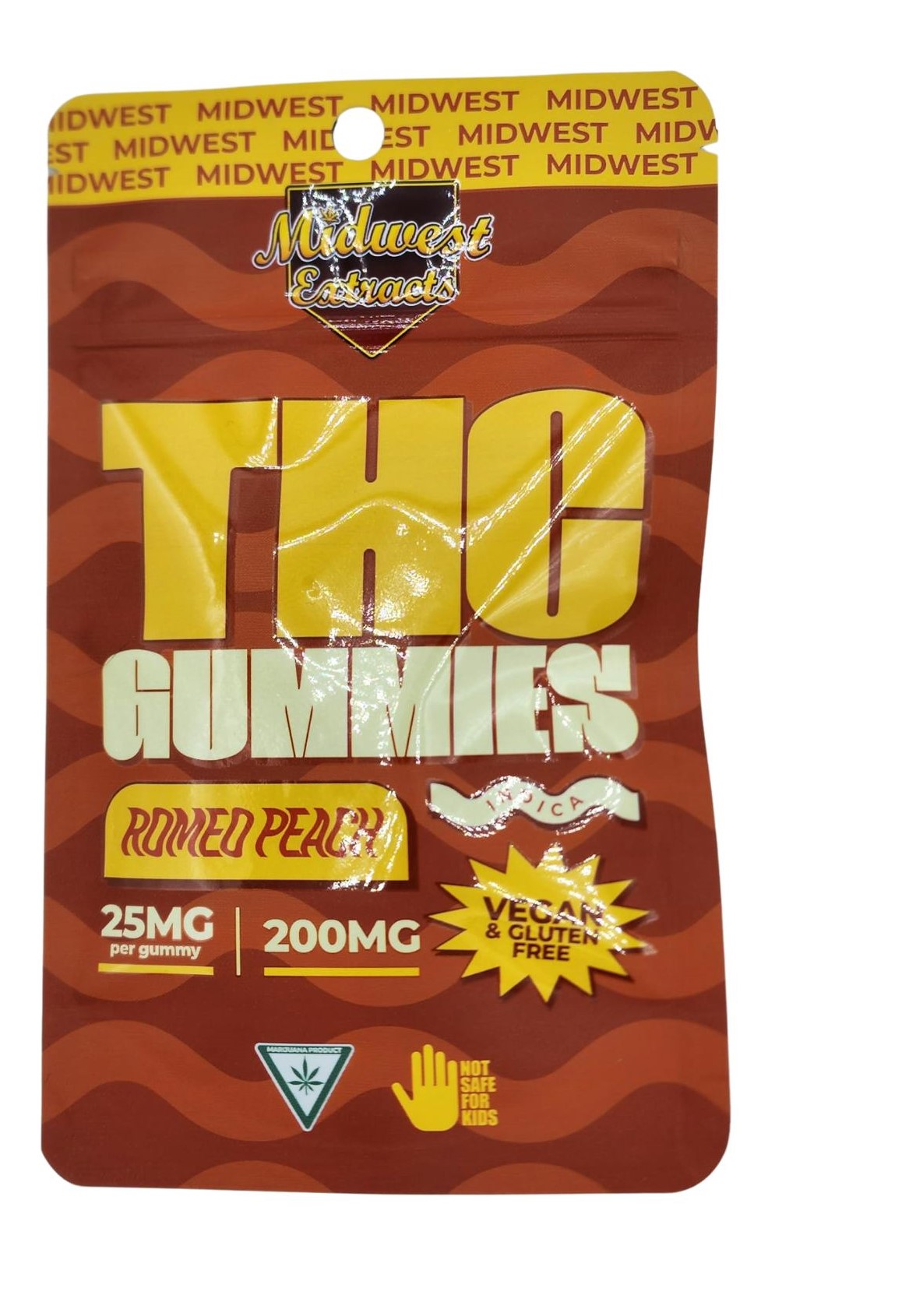 Photograph of product: AU Midwest: Romeo Peach 200mg Gummies