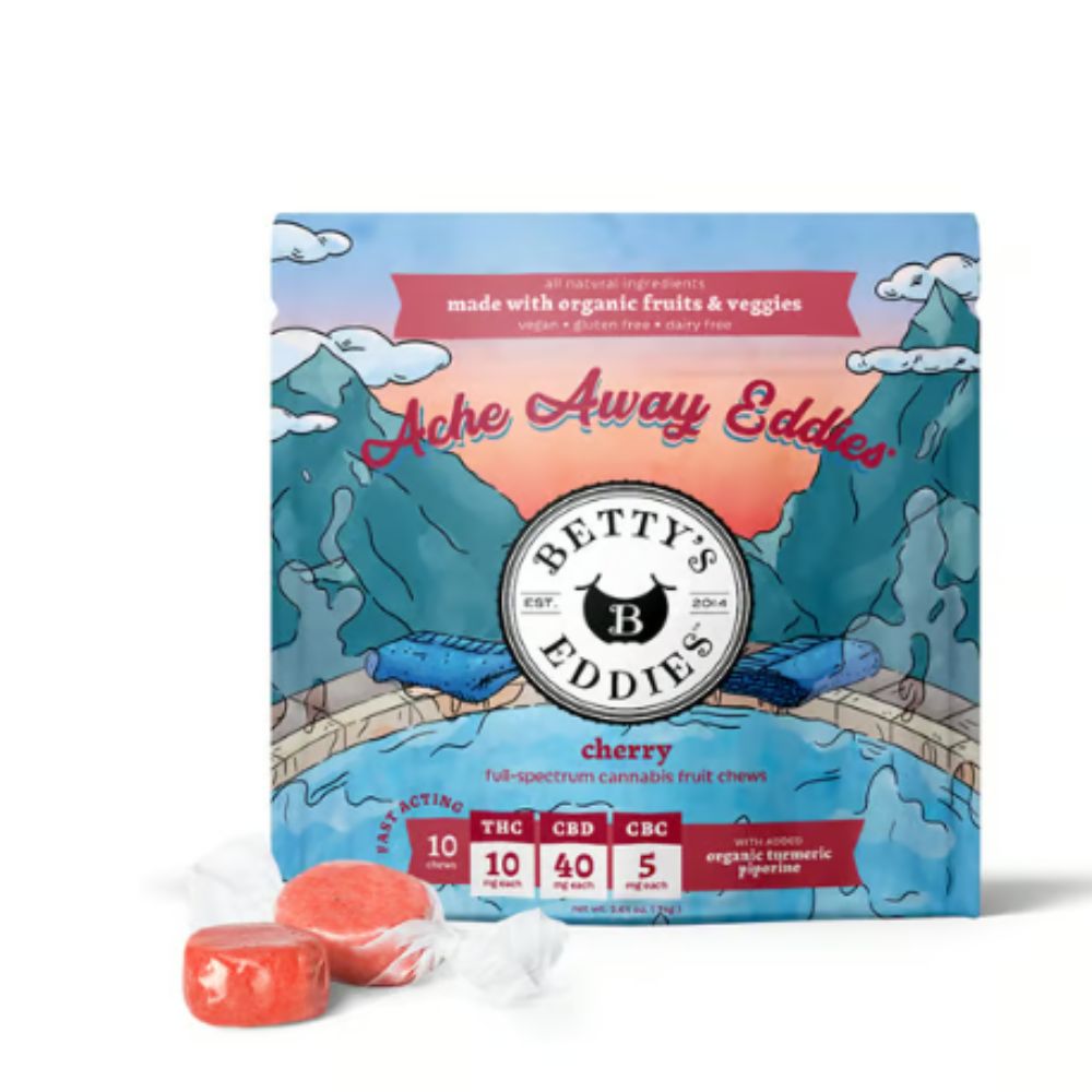 Photograph of product: Betty's Eddies | Cherry Fruit Chews 1:4:5 TH-oui:CBD:CBG 10pk | 100mg