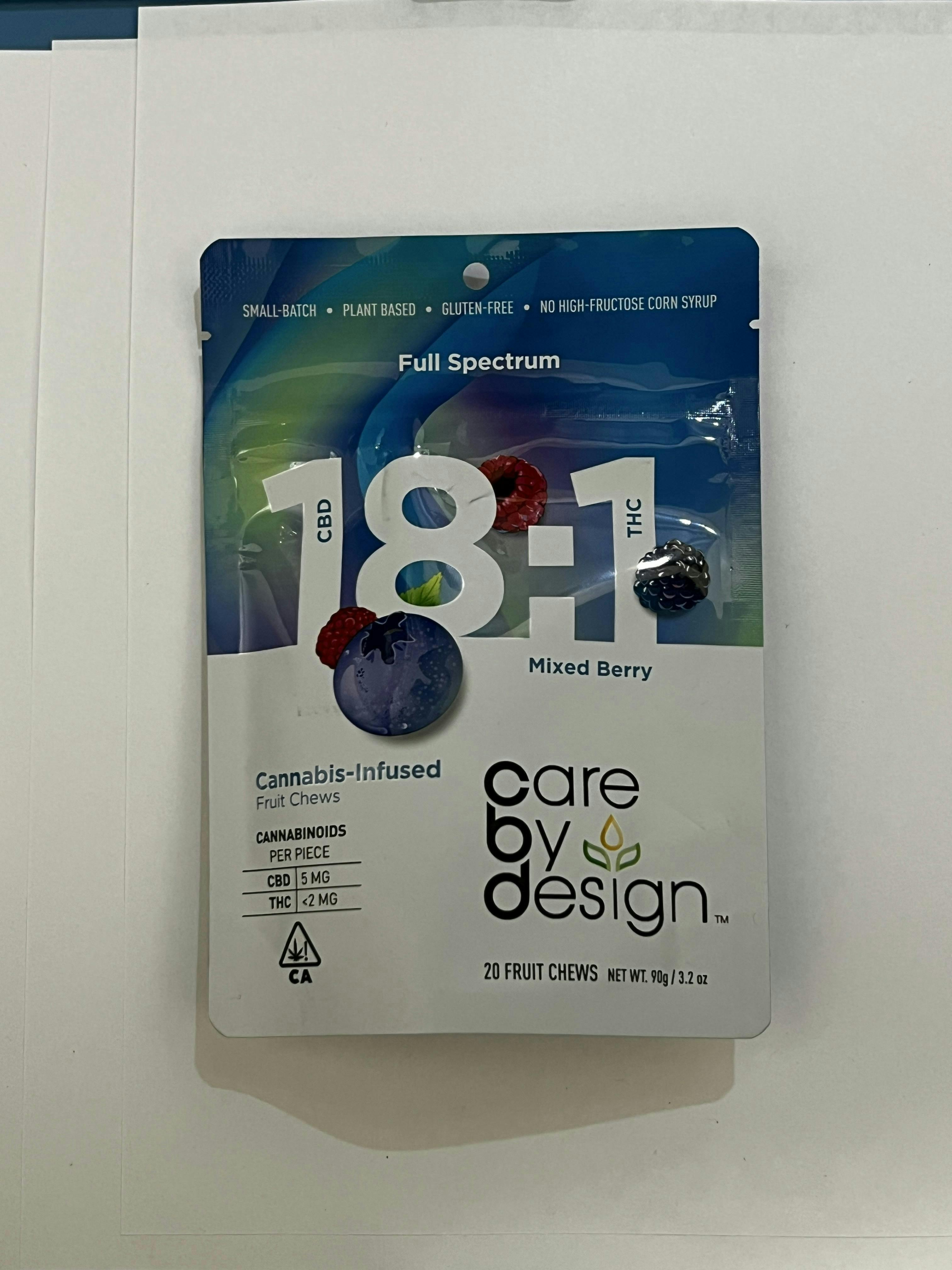 Photograph of product: Care By Design - CBD Refresh 18:1 Mixed Berry Gummies