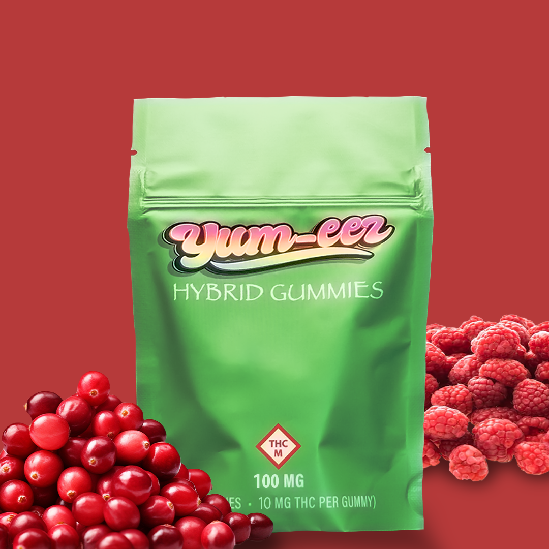 Photograph of product: YUM-EEZ - GUMMIES - 100MG - 10PK - SOUR CRAN RASPBERRY - HYBRID