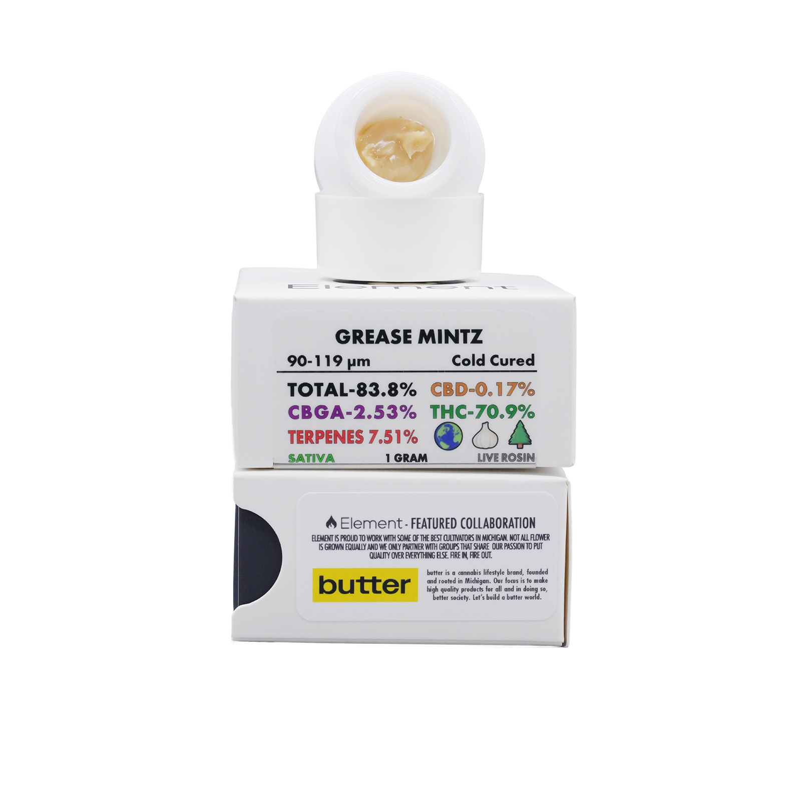 Photograph of product: Element - Live Rosin 1g - Grease Mintz