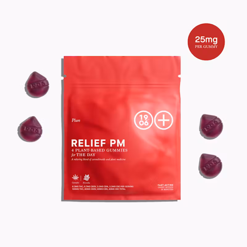 Photograph of product: 1906 | Relief PM Gummy 4pk, 100mg