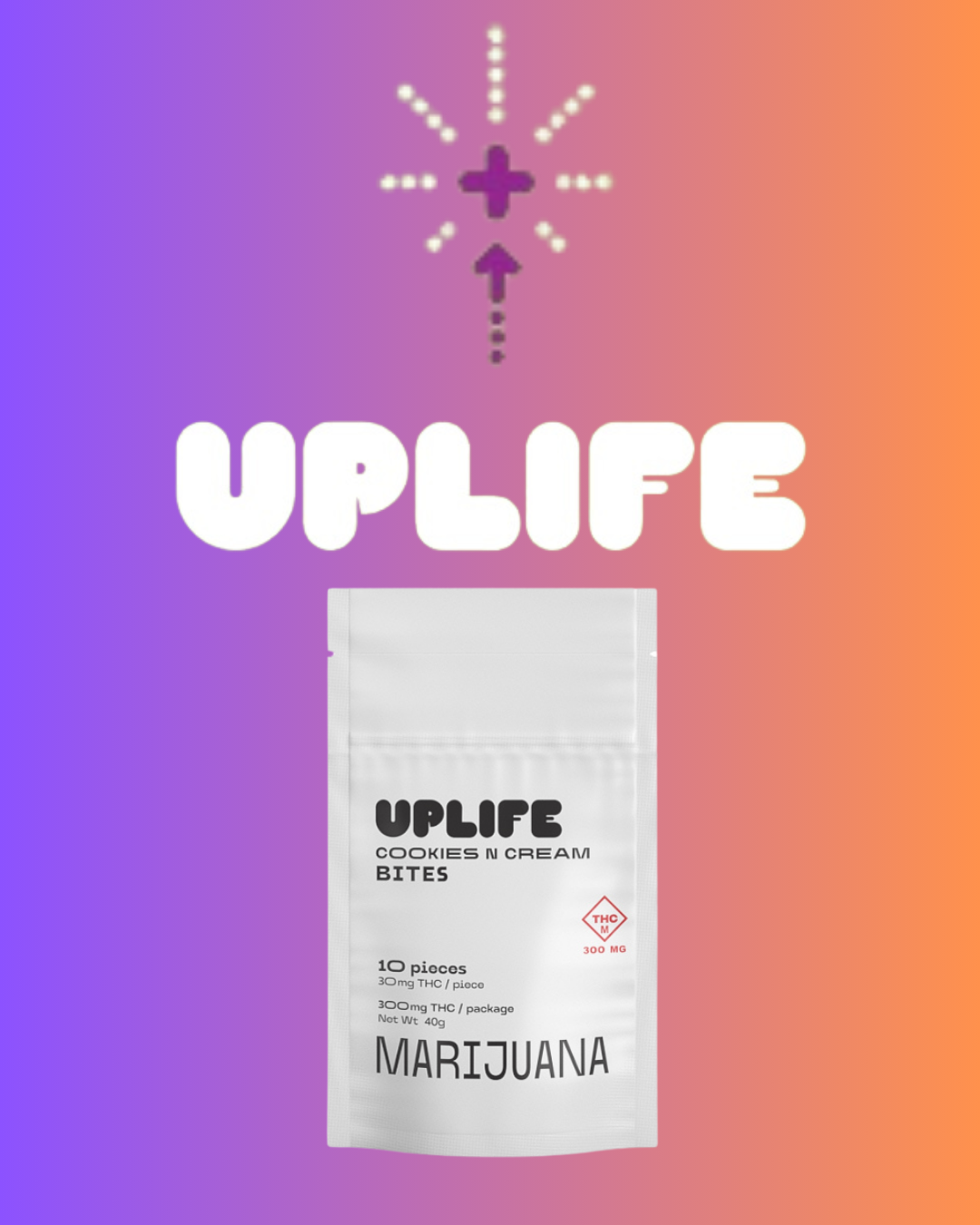 Photograph of product: Uplife | Cookies & Cream Chocolate Pieces | 300mg (10pk)