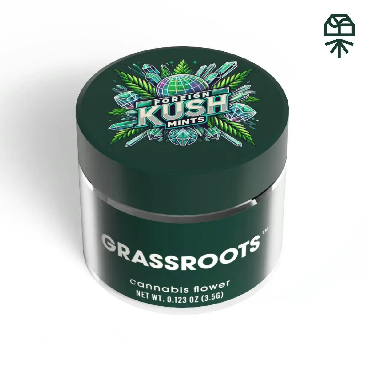 Photograph of product: Grassroots | 'Dark Heart Collection' | Foreign Kush Mints | 3.5g | Flower