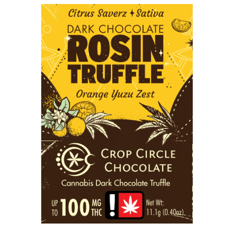 Photograph of product: Orange Yuzu Zest Oui'd Rosin Single Dark Chocolate Truffle