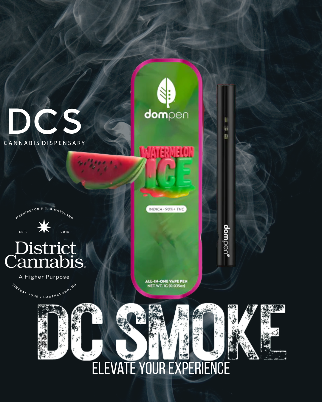Photograph of product: District Oui'd I Dompen Disposable I Liquid Diamond  I Watermelon Ice I 1g