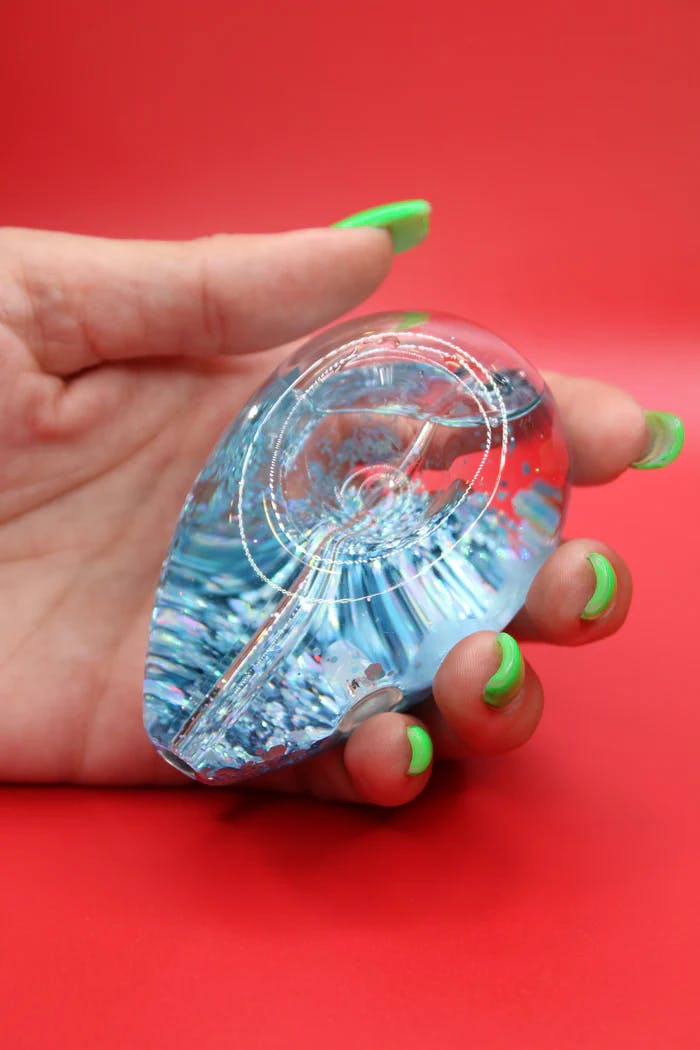 Photograph of product: Glass Glow Egg Cyphe Blue
