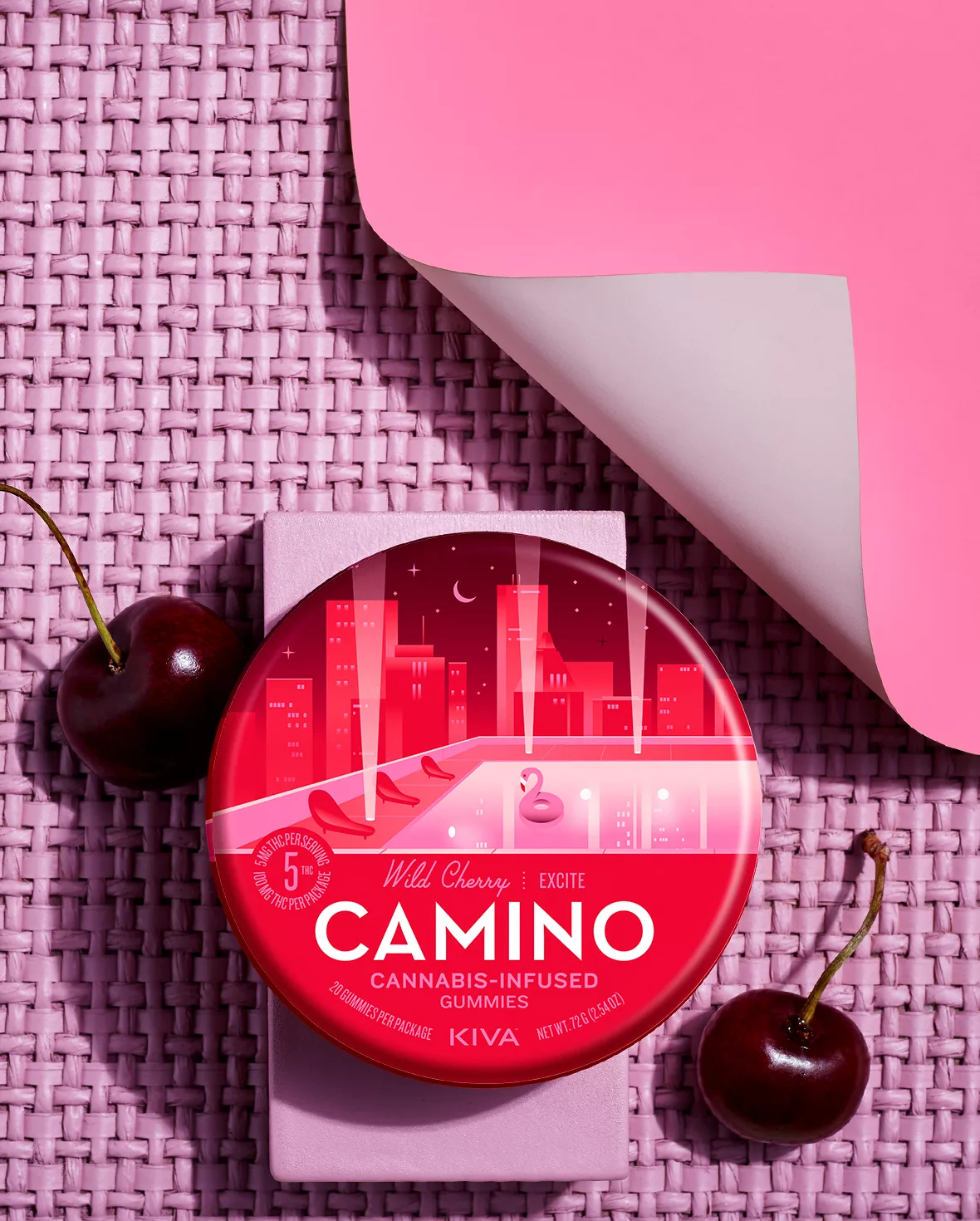 Photograph of product: Camino "Excite" Wild Cherry Gummies 100mg (20pk, 5mg each)