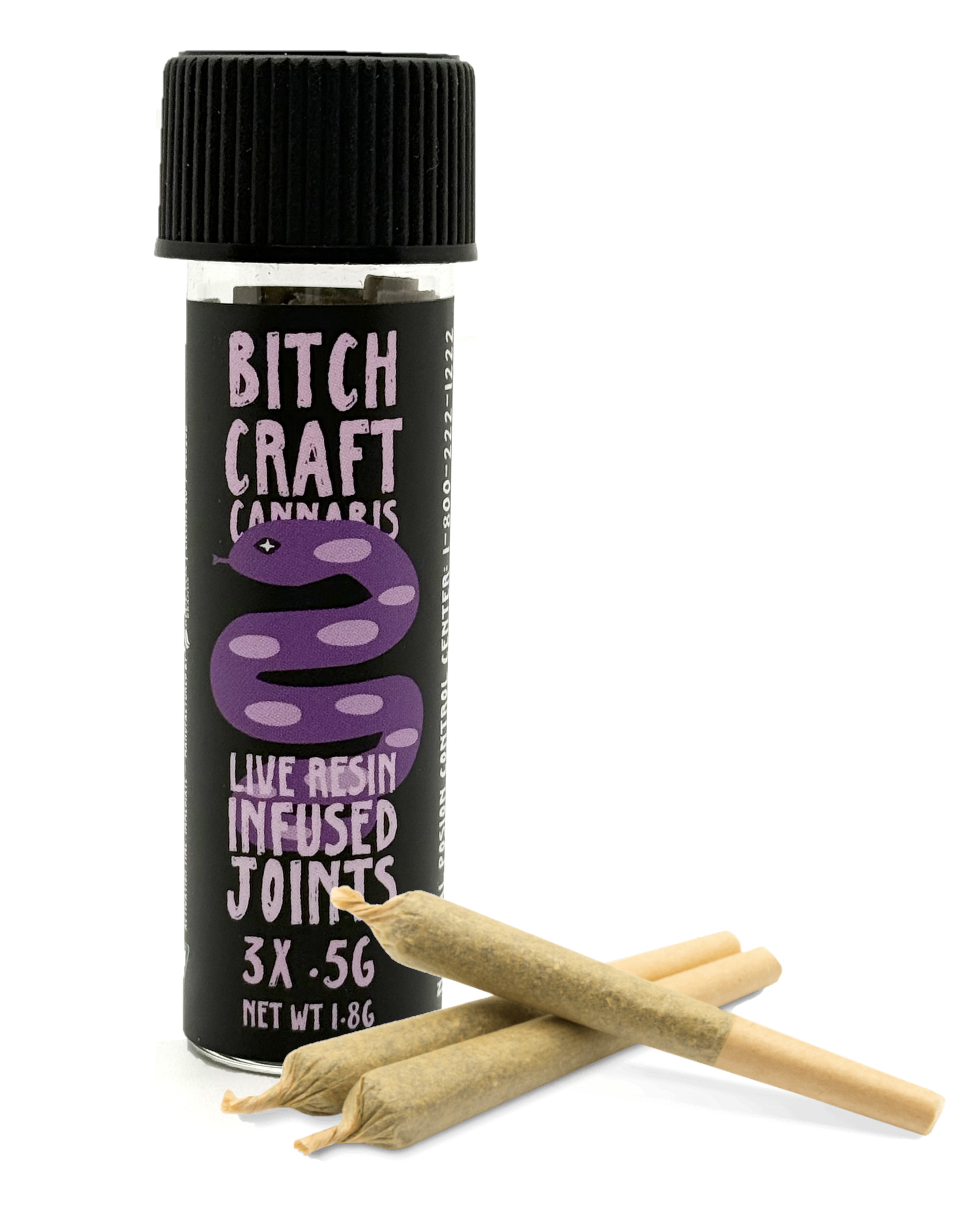Photograph of Product: Bitch Craft Serpent's Spell 3pk Live Resin Infused Prerolls Rec