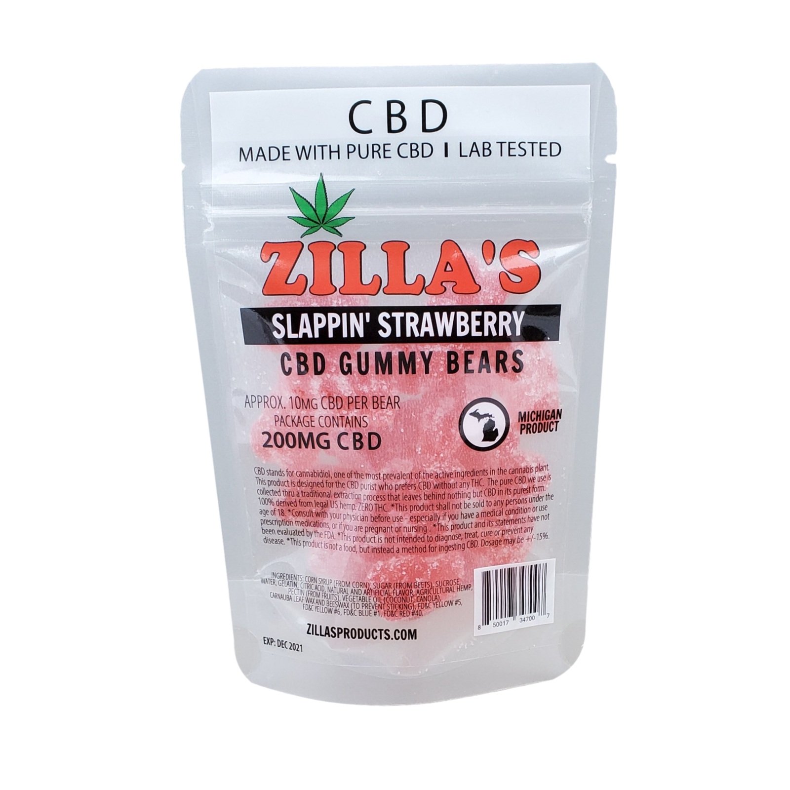 Photograph of product: Zilla's CBD Gummy Bears Strawberry | 250mg