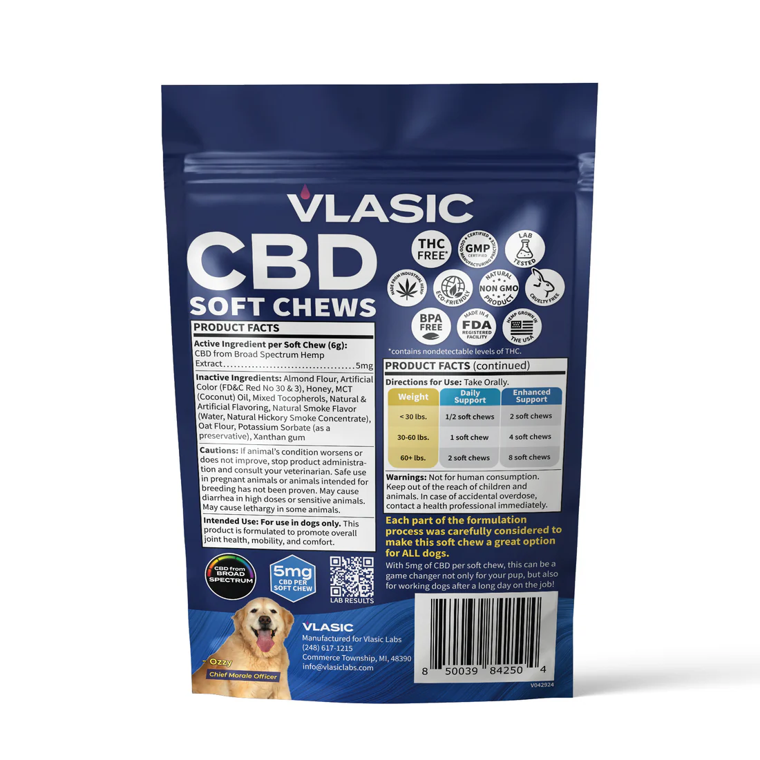 Photograph of product: Vlasic Labs CBD Calming Beef Flavored Dog Chews (150mg)
