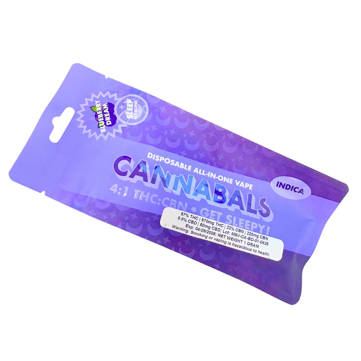 Photograph of Product: Cannabals Mood State Vape All In One Blueberry Dream "Get Sleepy" 4:1 THC:CBN