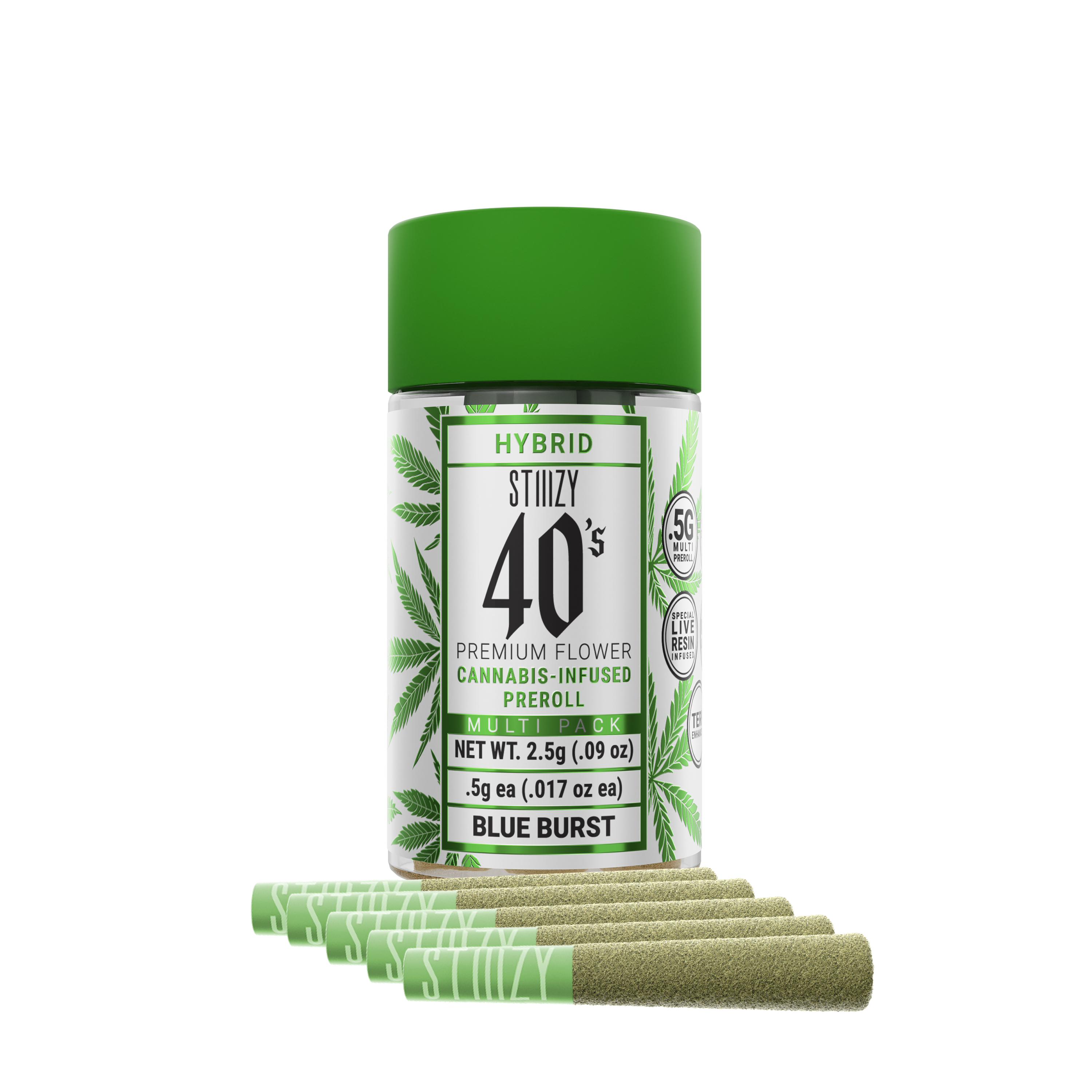 Photograph of product: Blue Burst Infused Pre-Roll | 5 x 0.5g