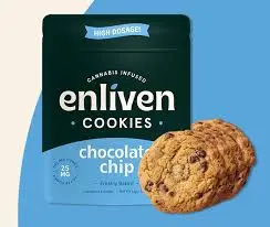 Photograph of product: ENLIVEN Cookies 100mg: Chocolate Chip 4pc