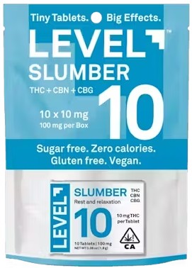 Photograph of product: Level 10 Slumber Tabs [I] - 100MG TH-oui:CBN:CBG Sleep Tablets 10PK