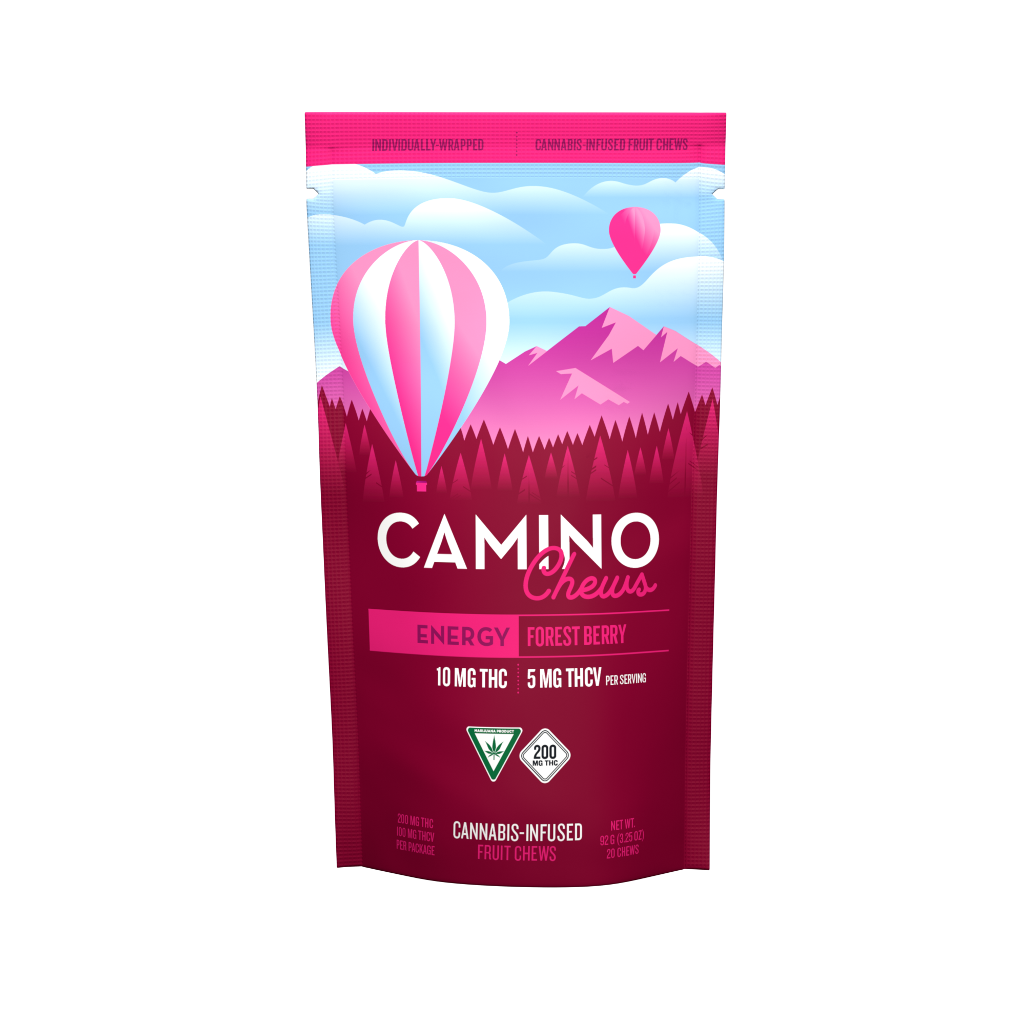 Photograph of product: CAMINO FOREST BERRY CHEWS 10:5 (TH-oui:TH-ouiV) 200MG