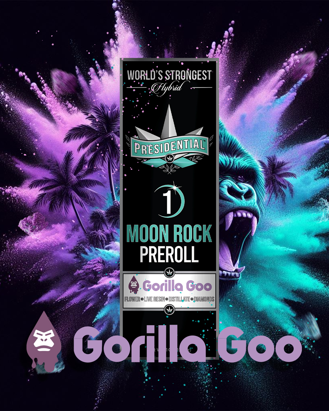 Photograph of product: Presidential Gorilla Goo (H) Moon Rock Infused Pre-Roll 1g