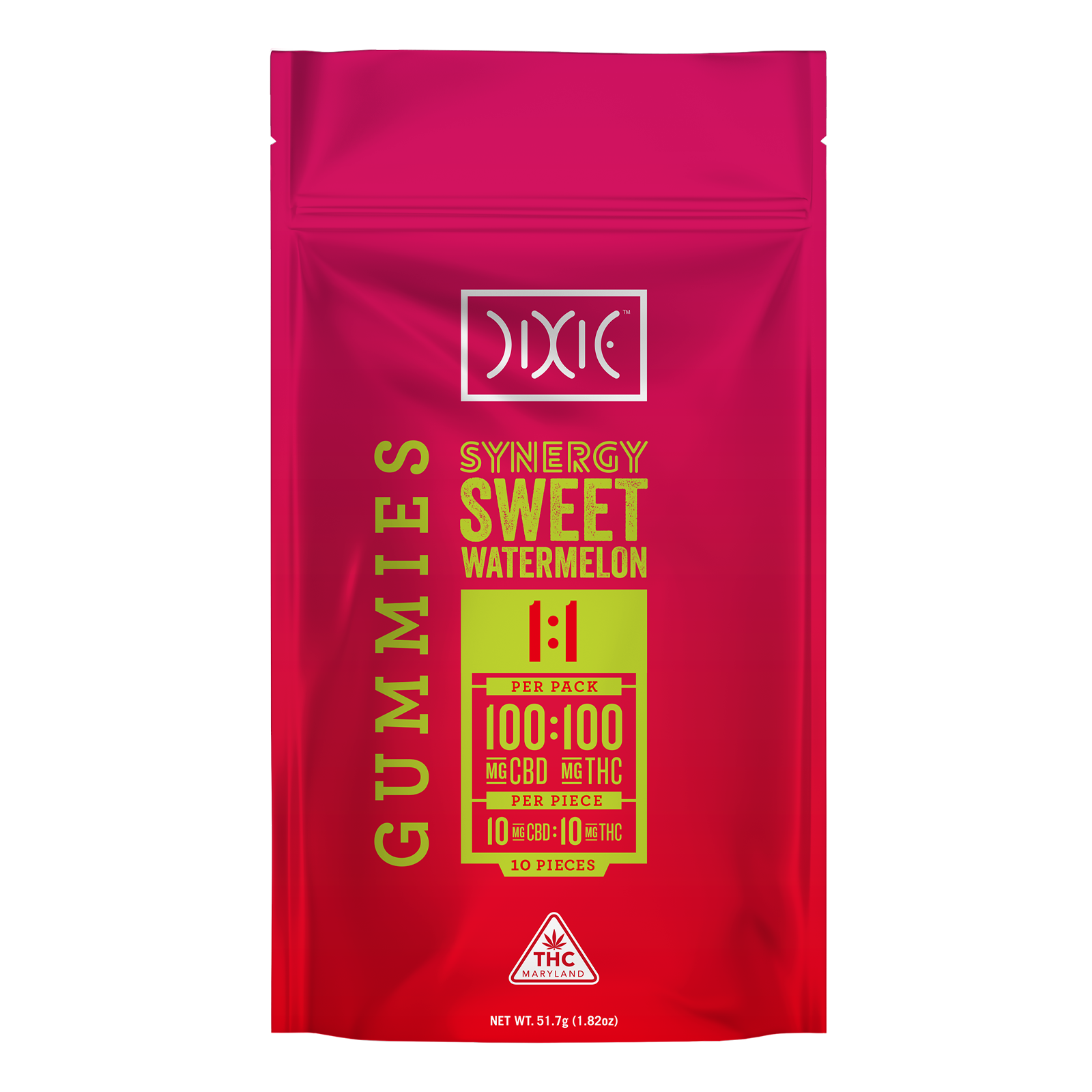Photograph of product: Dixie Gummies - Sweet Melon 1:1 CBD 100mg