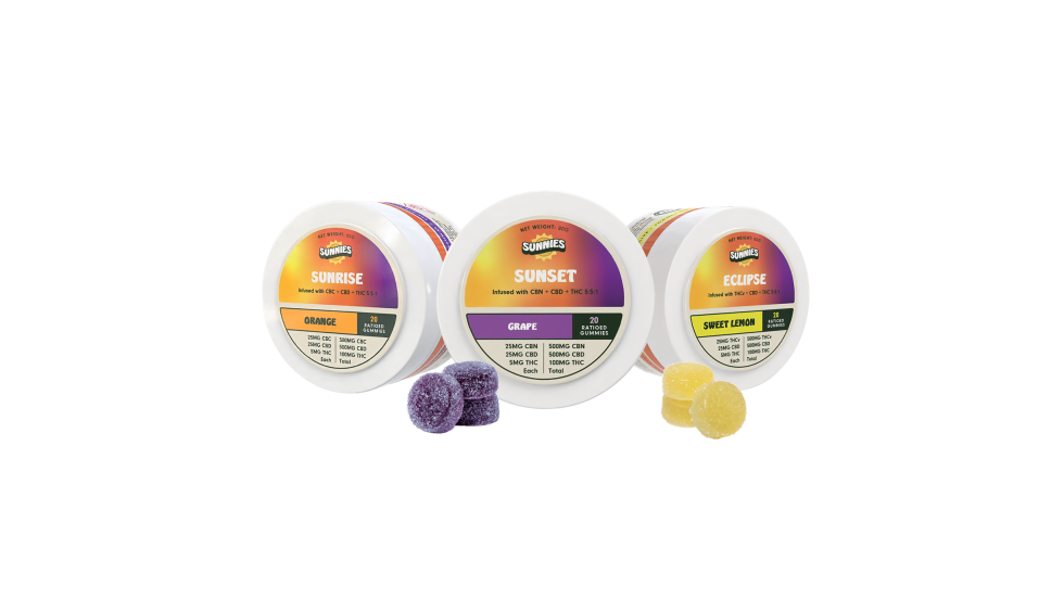 Photograph of product: Sunset Grape Gummies 5:5:1 CBN:CBD:TH-oui (25mg/25mg/5mg)(20ct)(Sunnies)