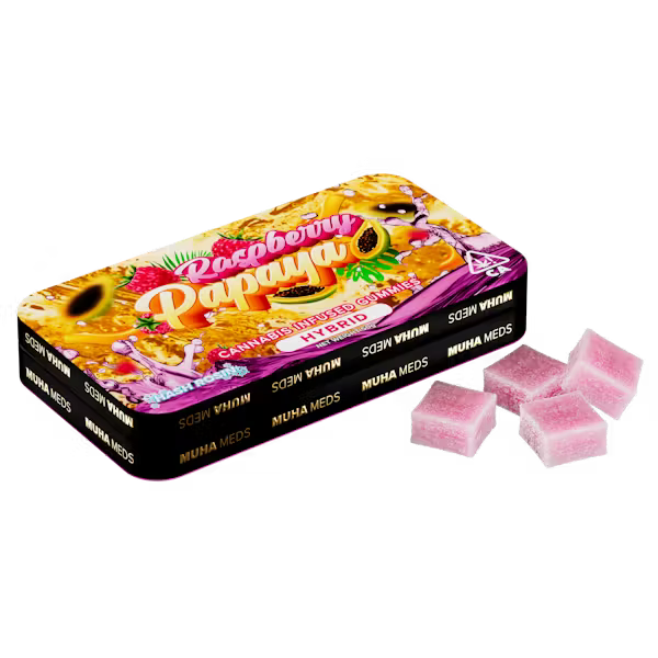 Photograph of product: Raspberry Papaya au chocolat Rosin Gummies
