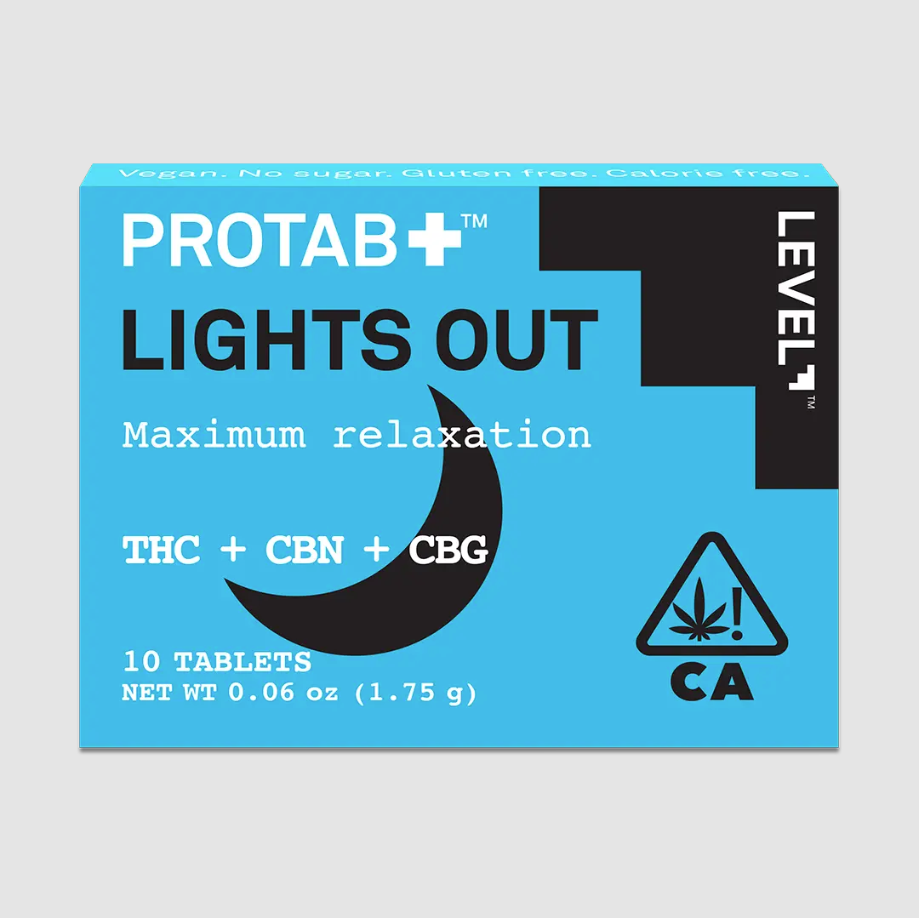 Photograph of product: LEVEL | Protab Lights Out TH-oui:CBN:CBG 10pk 200mg
