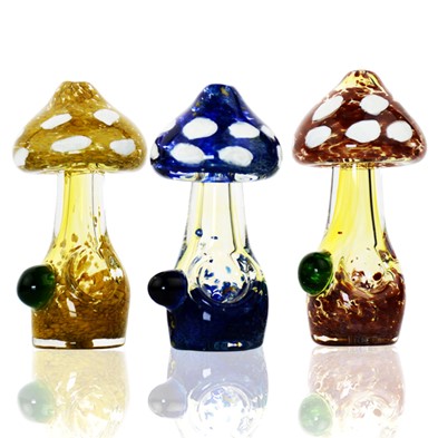 Photograph of product: 4" Mushroom Hand Pipe Spoon Glass Frit Design
