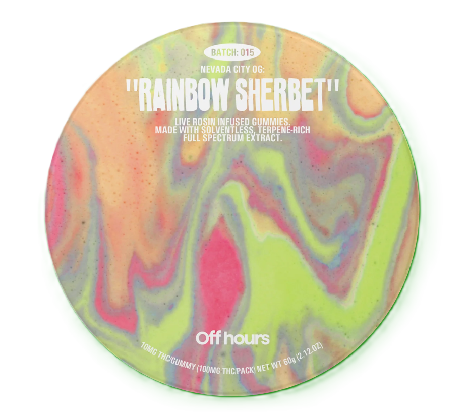 Photograph of product: NV City OG Rainbow Sherbet Live Rosin 100mg [E43]