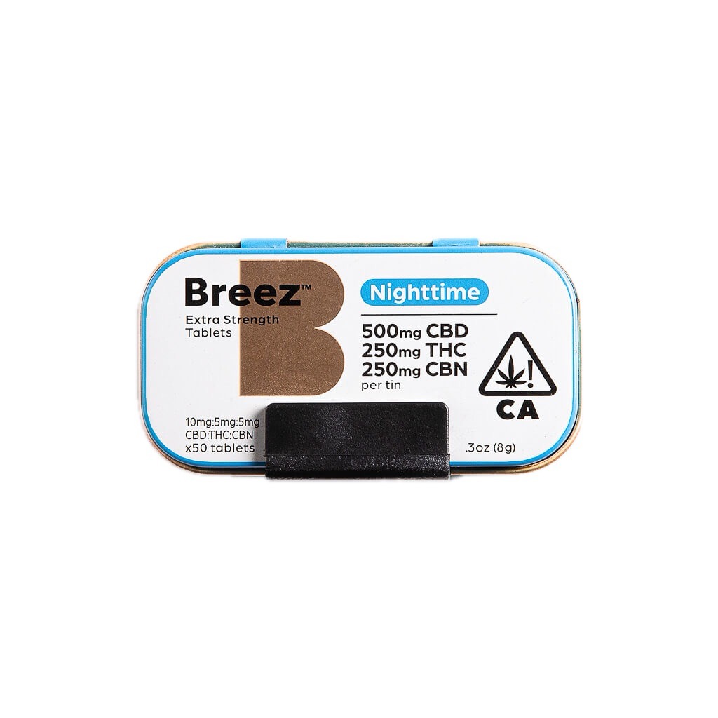 Photograph of product: BREEZ: EXTRA-STRENGTH TABLET TINS (NIGHTTIME 500MG CBD / 250MG CBN / 250MG TH-oui)