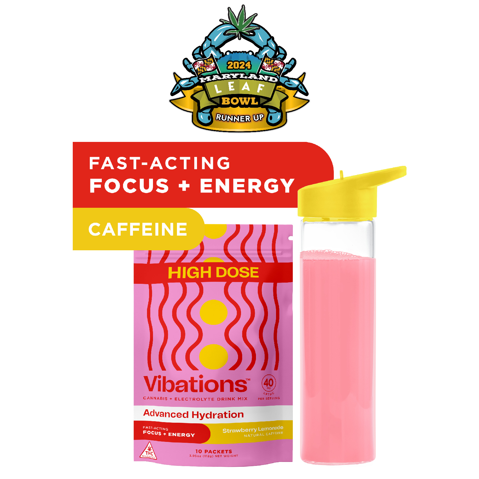 Photograph of product: Vibations: Strawberry Lemonade Drink Mix 100mg
