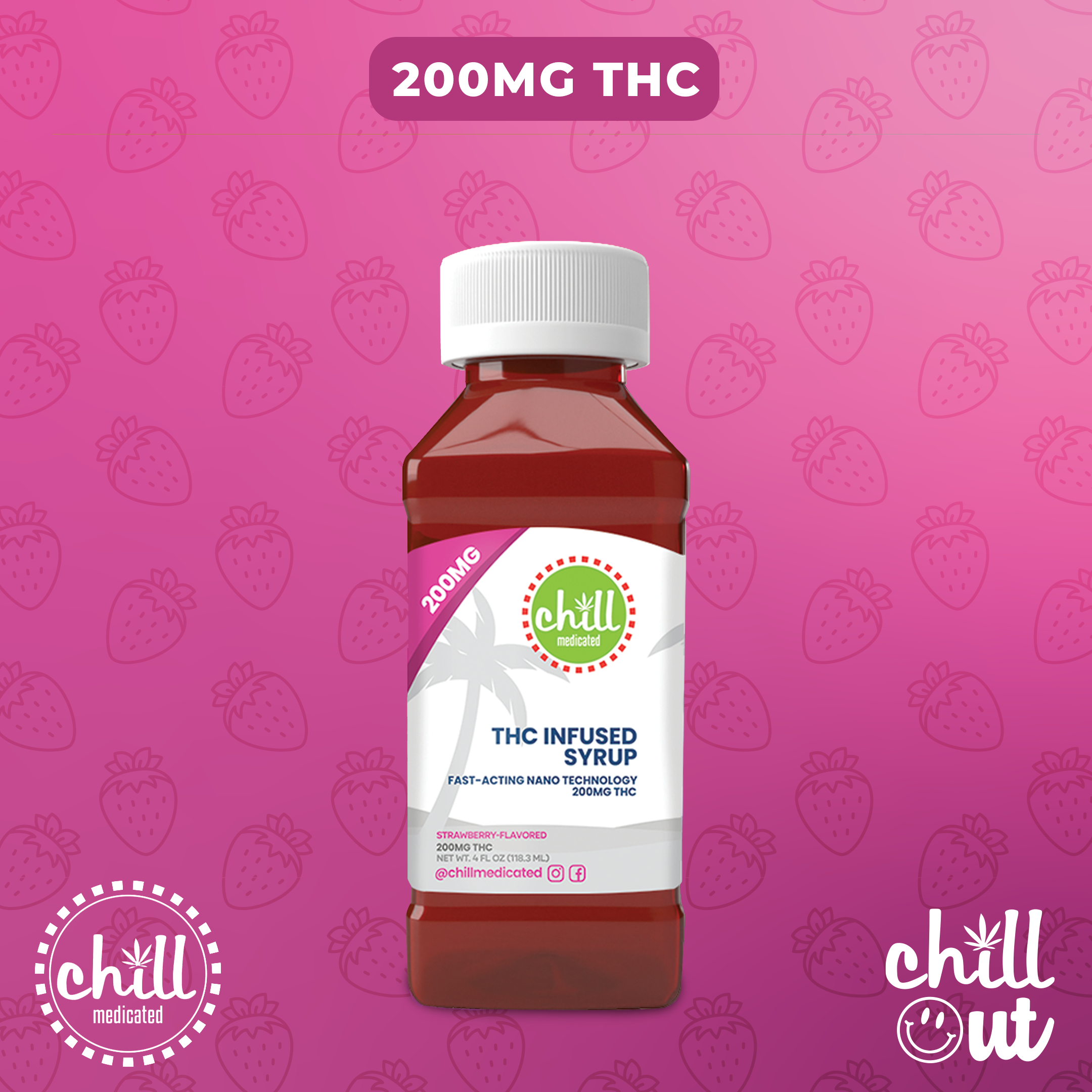 Photograph of product: CHILL - STRAWBERRY - SYRUP - 4 FL OZ - 200MG